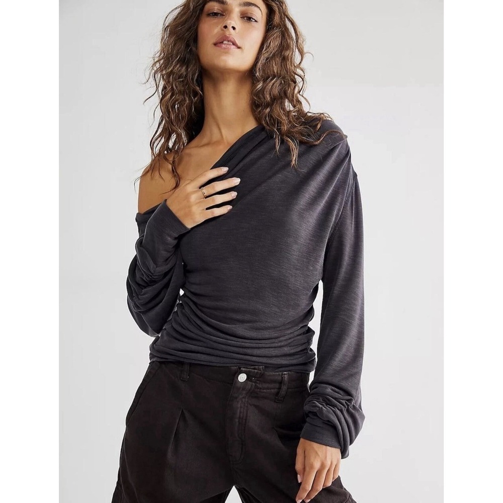 Free People All Day Tunic Top in Black Womens MED